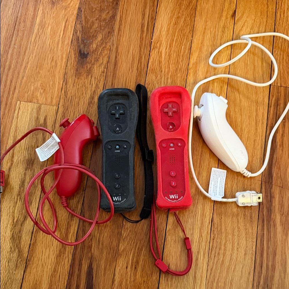 Wii Remote Controllers Set - Red, Black, White